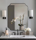 ANDY STAR Black Bathroom Mirror, 22x30 Inch Asymmetrical Mirror, Irregular Wall Mirror in Stainless Steel Metal Frame, Modern Scalloped Mirrors Ideal for Bathroom, Bedroom (Horizontal/Vertical)