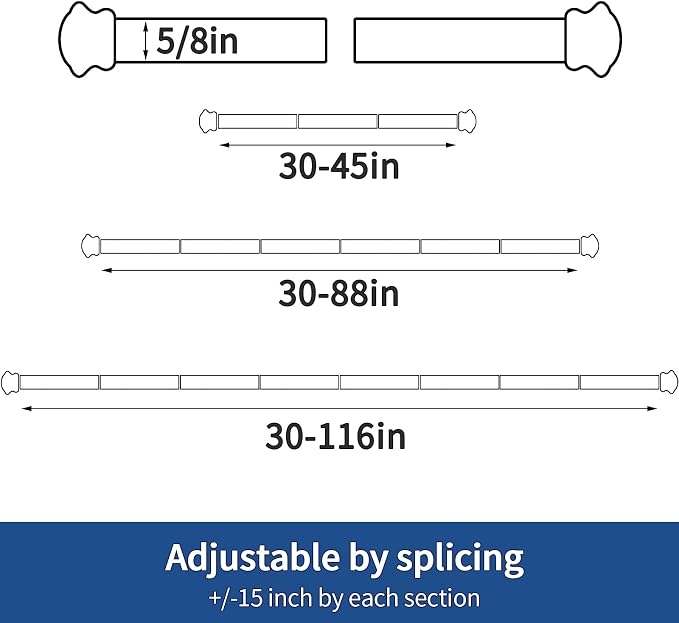 Small Curtain Rods for Windows 30" to 45" 5/8 Inch Standard Decorative White - Image 3