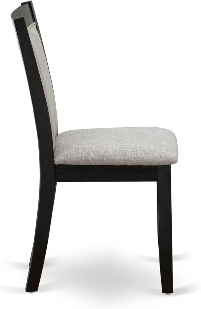 East West Furniture V677MZ606-5 5 Piece Kitchen Table & Chairs Set Includes a Rectangle Dining Room Table with V-Legs and 4 Shitake Linen Fabric Upholstered Chairs, 40x72 Inch, Multi-Color