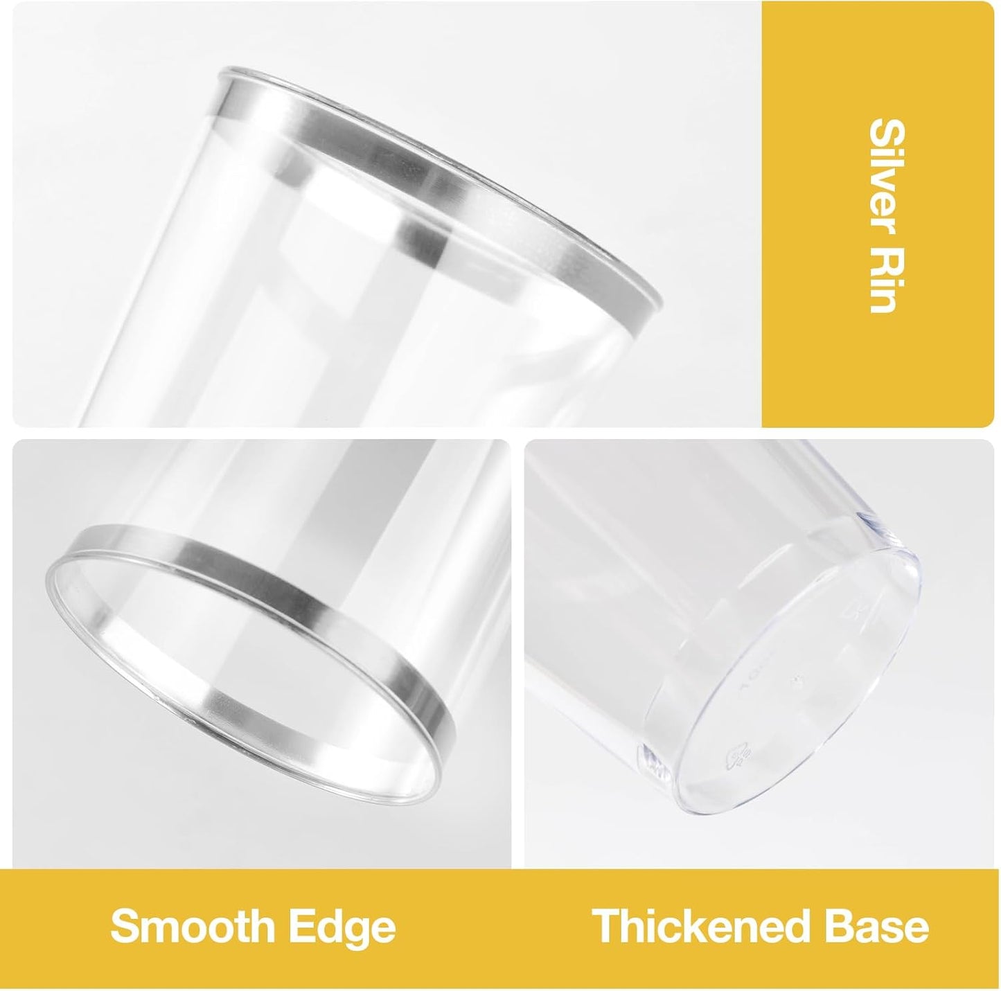 Goodluck 200PCS 12oz Silver Plastic Cups for Party, Disposable Silver Cups, Plastic Cocktail Glasses for Wedding Thanksgiving, Christmas, and Parties