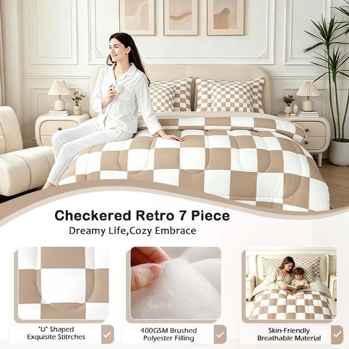Feelyou Checkered Full Comforter Set - Image 5