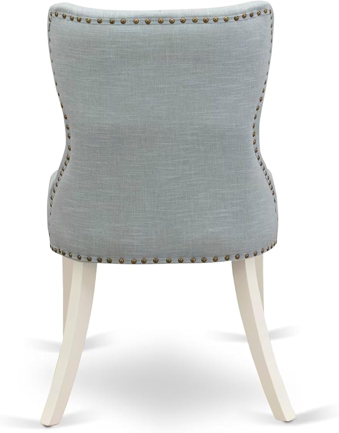 East West Furniture V027SI215-5 5 Piece Dining Table Set for 4 Includes a Rectangle Kitchen Table with V-Legs and 4 Baby Blue Linen Fabric Upholstered Chairs, 40x72 Inch, Multi-Color