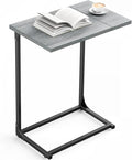 Pipishell C-Shaped Side Table, C-Table for Sofa, Couch Table with Metal Frame, Large Surface Sofa Table for Living Room, Bedroom, and Home Office, Rustic Design, PIET11G