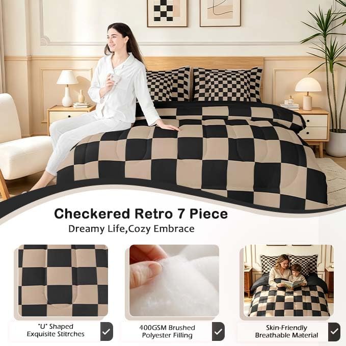 Checkered Retro Comforter Set - Image 5