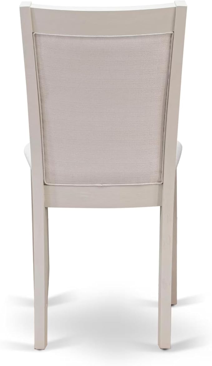 East West Furniture V097MZ001-7 7 Piece Kitchen Table Set Consist of a Rectangle Dining Table with V-Legs and 6 Cream Linen Fabric Parson Dining Room Chairs, 40x72 Inch, Multi-Color