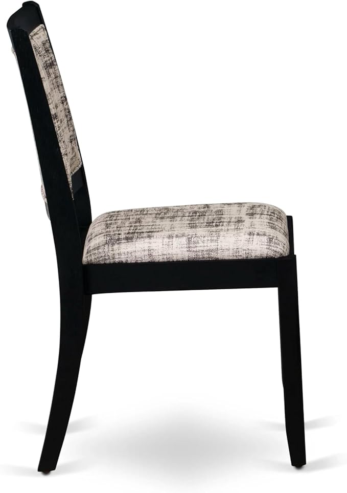 East West Furniture LGX25-BLK-30 -5 Piece Dining Set Includes a Rectangular Kitchen Table with Black Tabletop and 4 Stackable Polyester Fabric Chairs, Black