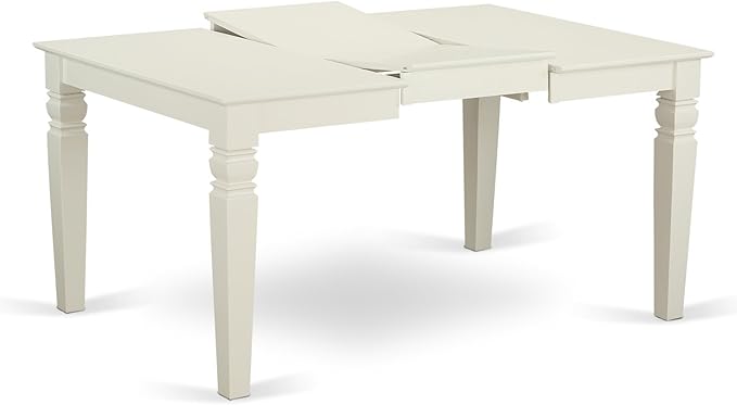 East West Furniture WEIP7-LWH-W 7 Piece Dining Table Set Consist of a Rectangle Dining Room Table with Butterfly Leaf and 6 Wooden Seat Chairs, 42x60 Inch, Linen White