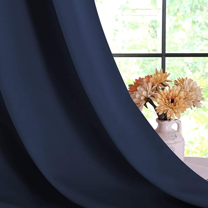 NICETOWN Navy Blackout Curtains & Drapes, 1 Pair, W34 x L60, Window Treatment - Image 6