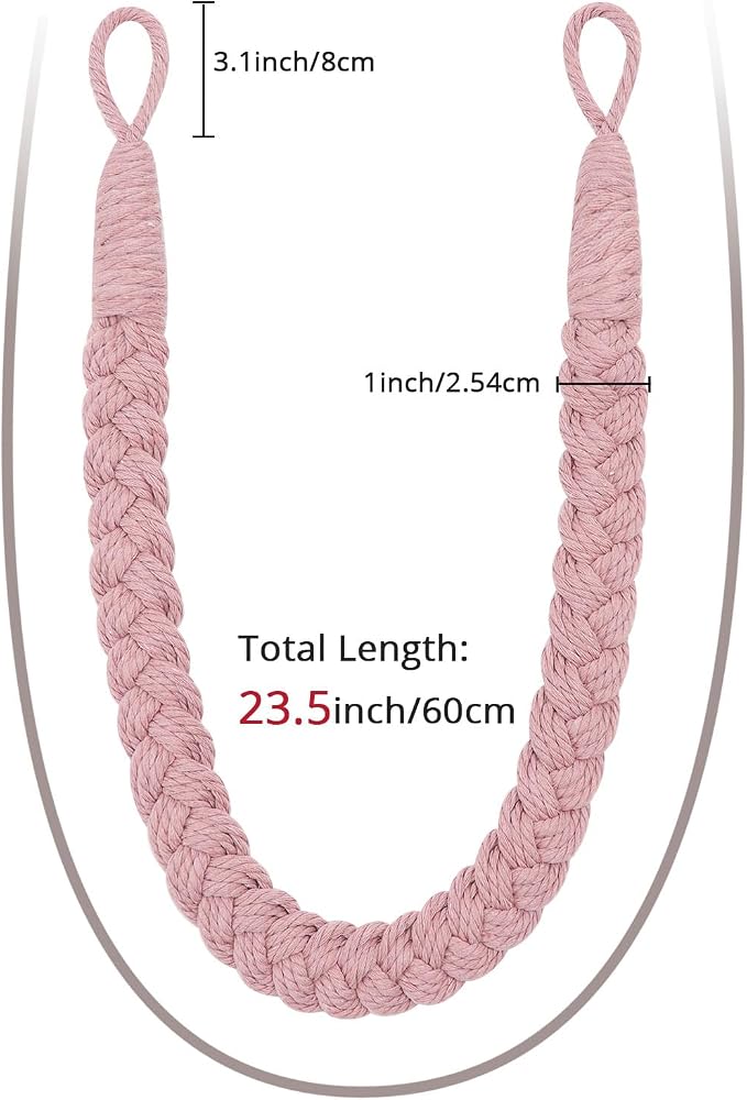 NICEEC 4 Pack Natural Cotton Rope Curtain Tiebacks Elegant Boho Style - Image 3