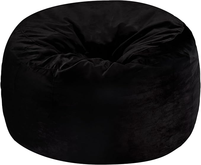 Homguava 6FT Bean Bag Chair Giant BeanBag with Memory Foam Filled, Large Bean Bag Chairs for Adults, Adult Bean Bag Chair with Dutch Velvet Cover for Living Room Bedroom-Black