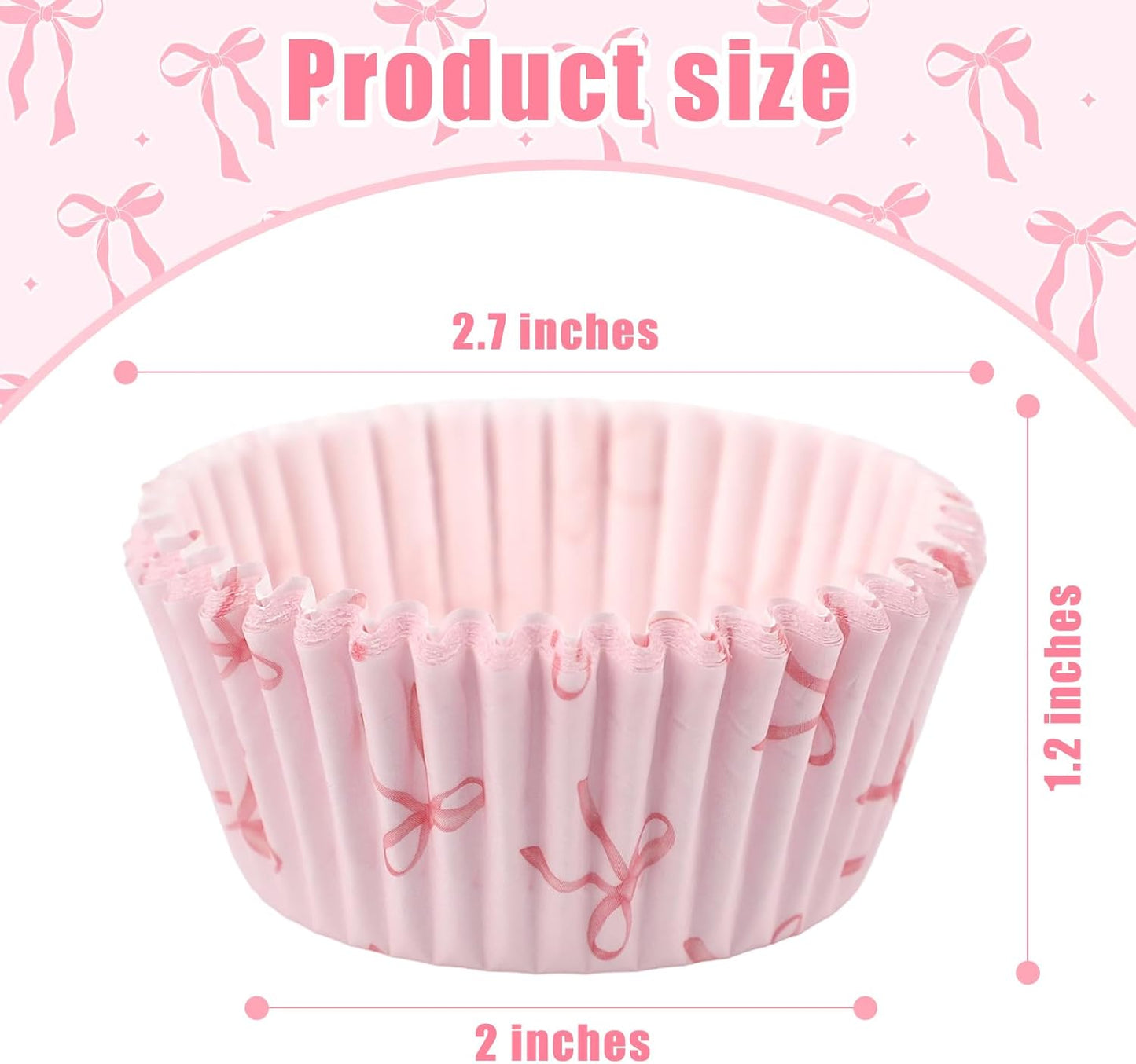 300pcs Pink Bow Cupcake Liners, Bow Cupcake Wrappers Pink Baking Cups for Wedding and Birthday Party Baking Supplies