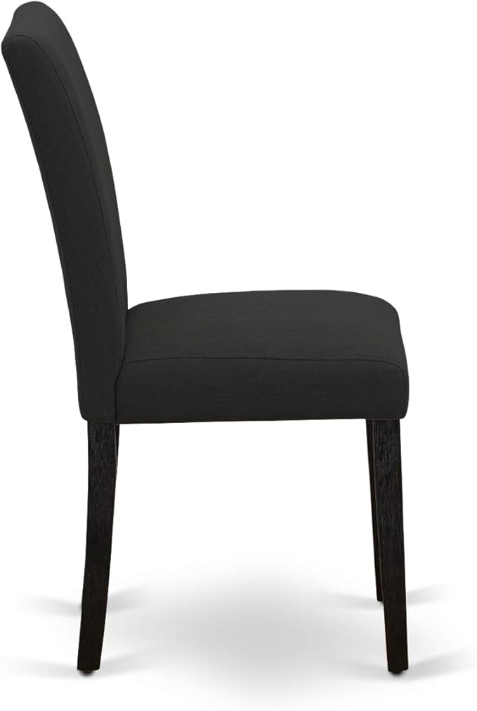 East West Furniture X627AB624-9 9 Piece Dining Set Includes a Rectangle Dining Room Table with X-Legs and 8 Black Color Linen Fabric Upholstered Parson Chairs, 40x72 Inch, Multi-Color
