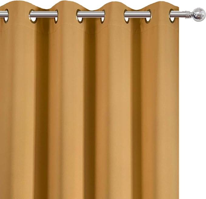 LEMOMO Mustard Yellow Blackout Curtains 52 x 63 Inch Length/Set of 2 Curtain - Image 6