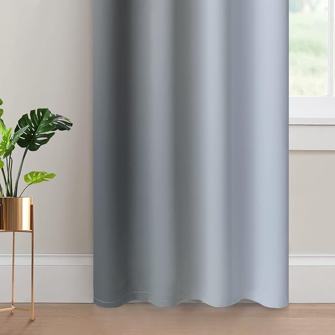 Yakamok 84 Inch Length Gray and Greyish White Gradient Color Ombre Curtains - Image 4