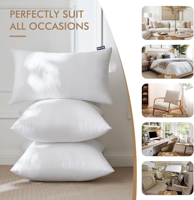 MIULEE 12x20 Inch Throw Pillow Insert Set of 4, Premium Pillow Stuffer Sham - Image 4