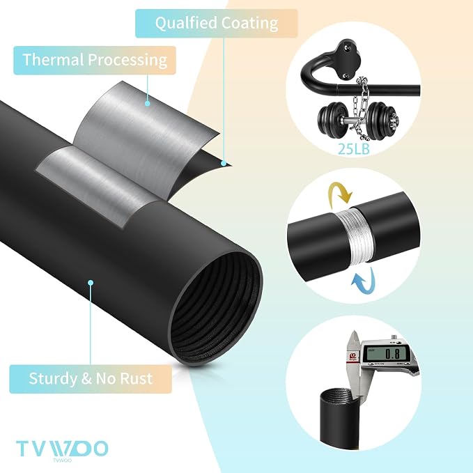 TVWOO Black Wrap Around Curtain Rods:5/8" Small Blackout Adjustable Window - Image 5
