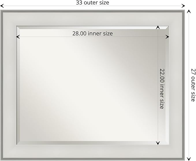 Amanti Art White Bathroom Mirror for Over Sink, 27x33 Imperial White Rectangle Vanity Mirror, Large Traditional Frame, Hangs Horizonally and Vertically, Bathroom Wall Decor, Beveled Edge from WI, USA