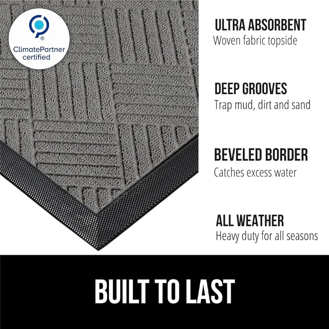 GORILLA GRIP 100% Waterproof All-Season WeatherMAX Doormat 35x23, US Designed - Image 2