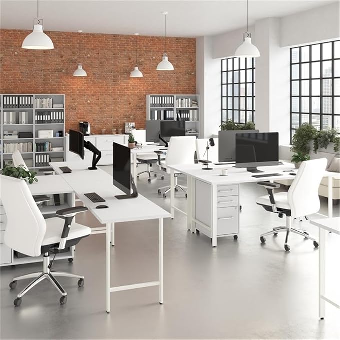 Bush Business Furniture Hustle 48W x 24D Computer Desk with Metal Legs in White, Modular Office Table for Home and Professional Workspace