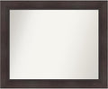 Amanti Art Brown Bathroom Mirror for Over Sink, 28x34 Sloped Espresso Rectangle Vanity Mirror, Large Modern Contemporary Frame, Hangs Horizonally and Vertically, Bathroom Wall Decor, Non-Beveled Edge