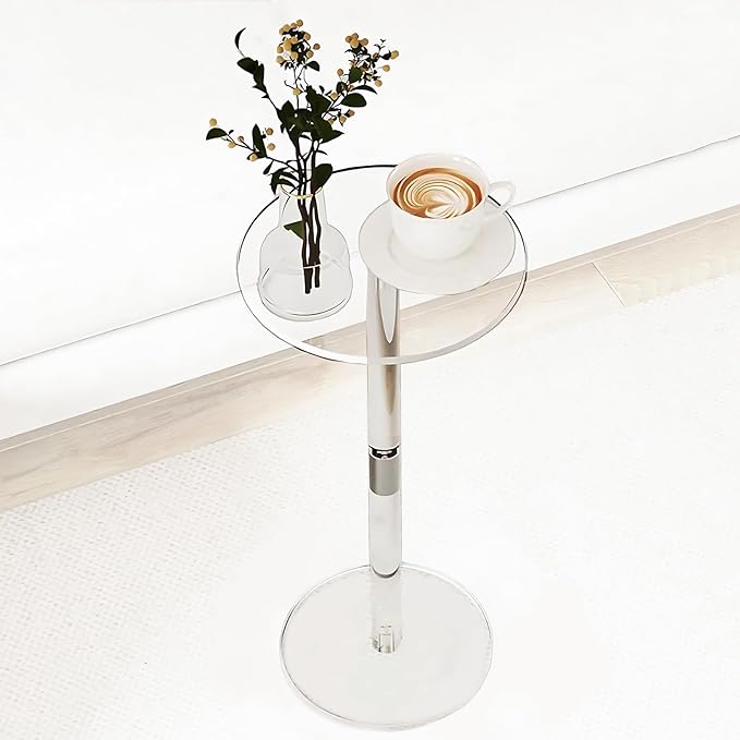 Acrylic Side Table, Acrylic Small Table, Minimalist Side Table for Living Room, Bedroom, Bathroom, Hallway, Balcony