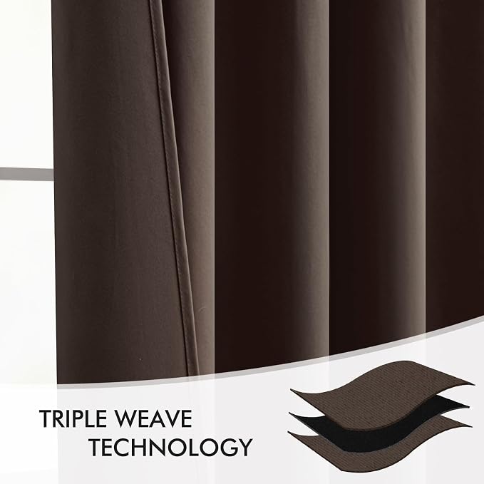 MIULEE Chocolate Brown Back Tab Blackout Curtains 63 Inch Length 2 Panels Set - Image 7