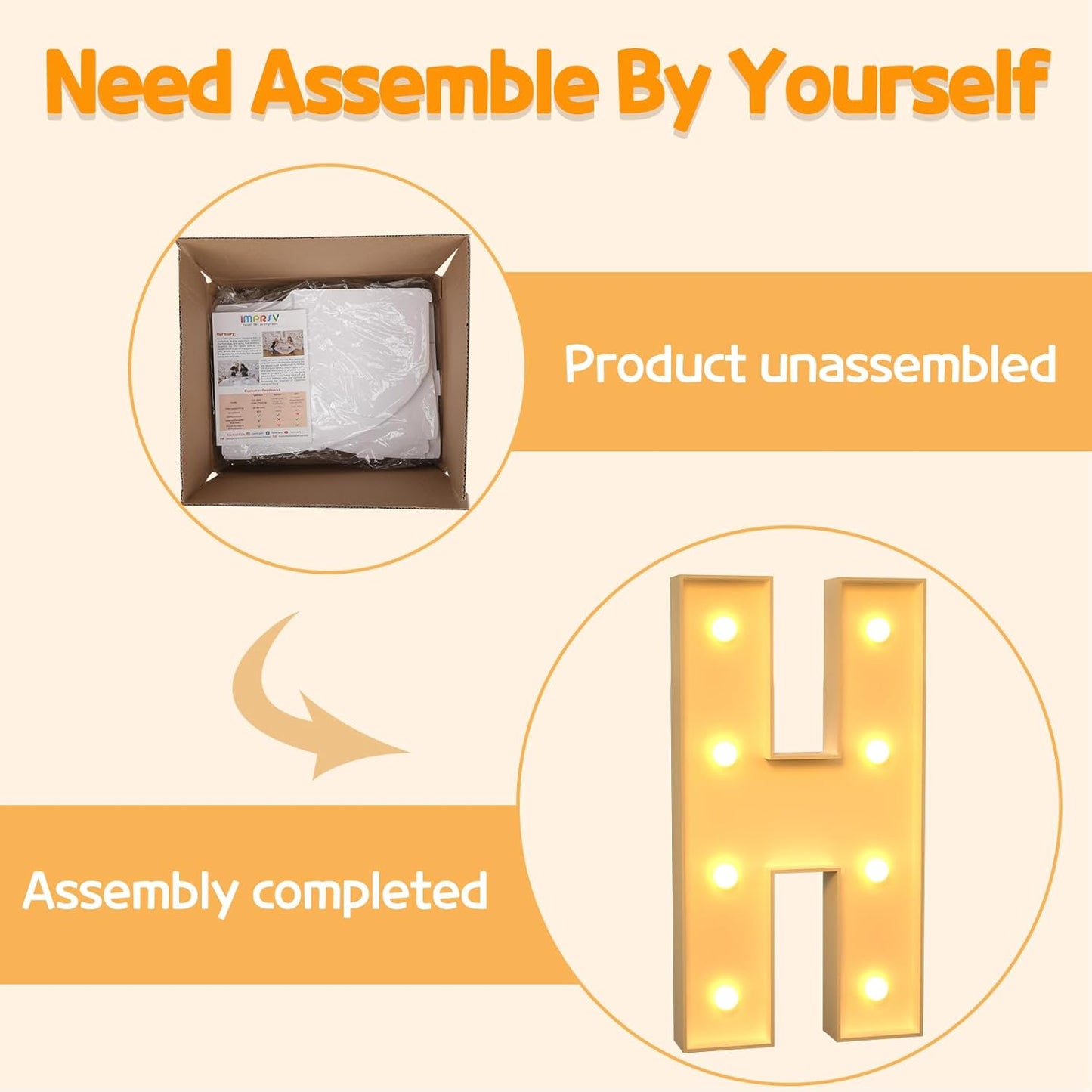 Marquee Letters 3 Feet Tall Large Light Up Letters H Happy Birthday Decorations Marry Me Engagement Party Decor Yellow Light Birthday Decorations Balloon Arch Kit Foam Sign H