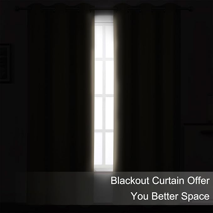 LEMOMO Khaki Blackout Curtains 42 x 54 Inch Length Set of 2 Panels Grommet - Image 3