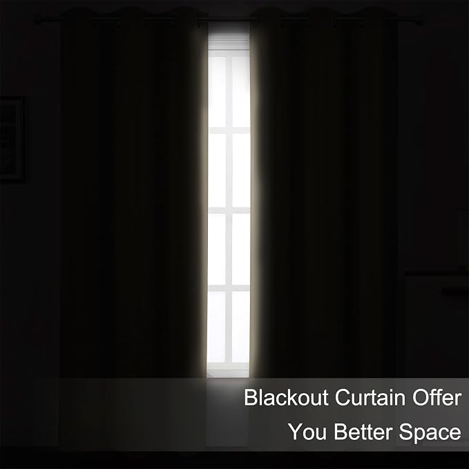 LEMOMO Blackout Curtains 52 x 90 inches Long Khaki Curtains Set of 2 Panels - Image 3