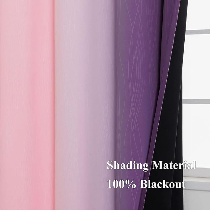 Estelar Textiler Purple and Pink Ombre Blackout Curtains 102 Inches Long 2 - Image 5