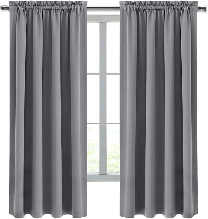 DWCN Grey Room Darkening Blackout Curtains - Image 9