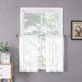 Tollpiz Sheer Tier Curtain Linen Textured Half Kitchen Curtains Sheer Light by Tollpiz