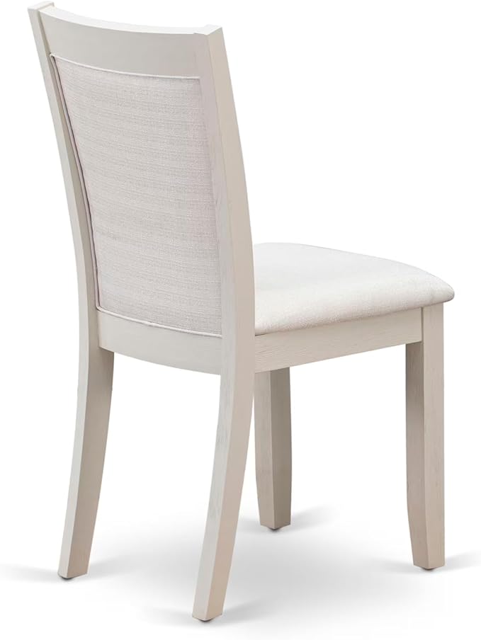 East West Furniture V077MZ001-9 9 Piece Modern Dining Table Set Includes a Rectangle Wooden Table with V-Legs and 8 Cream Linen Fabric Parson Dining Chairs, 40x72 Inch, Multi-Color