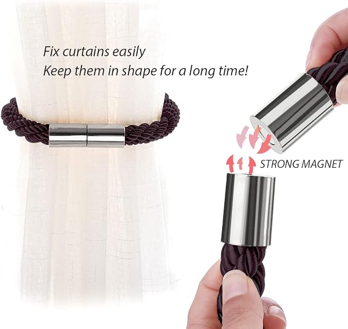 NICEEC 4 Pack Strong Magnetic Curtain Tiebacks Modern Simple Style Drape Tie - Image 4