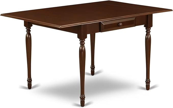 East West Furniture MZDA5-MAH-W 5 Piece Kitchen Table & Chairs Set Includes a Rectangle Dining Table with Dropleaf and 4 Dining Room Chairs, 36x54 Inch, Mahogany