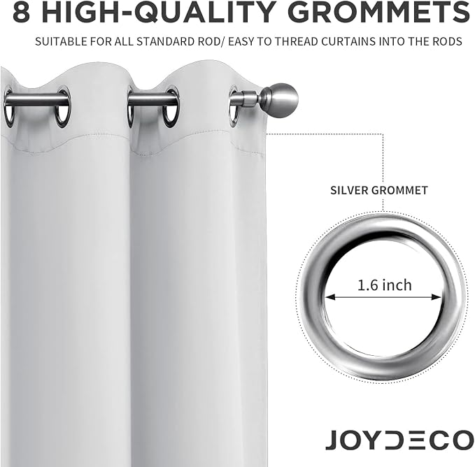 Joydeco White Curtains 63 Inches Long 2 Panels Set, Thermal Insulated Long - Image 4