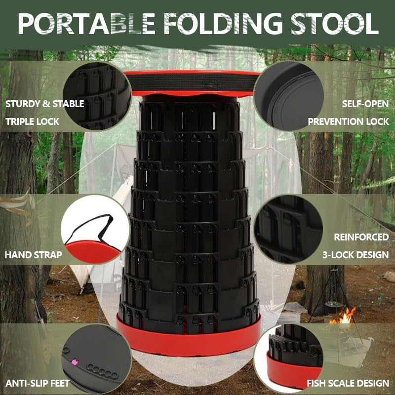 JAEMEYEM Collapsible Stool Chair, Upgraded Folding Stool - Image 6