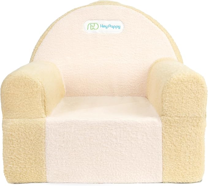 Toddler Chair, Comfy Foam Kids Couch with Soft Velvet Cover, Toddler Couch for Gaming and Studying, Kids Sofa That Fits Nicely with Any Modern Decor, Beige