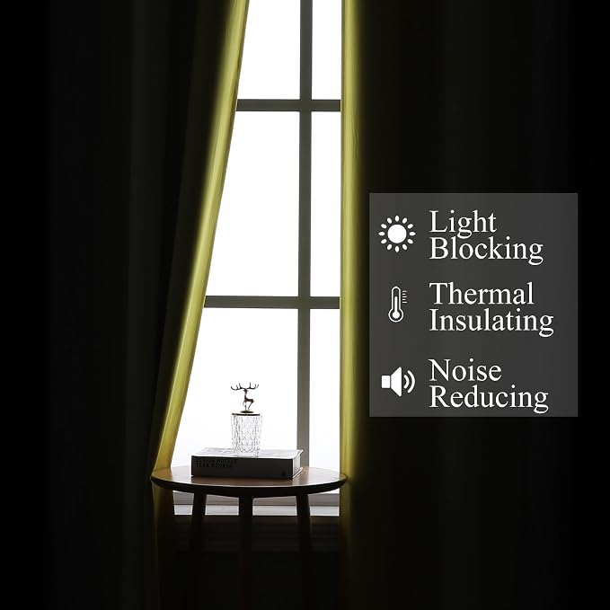 Estelar Textiler Black and Yellow Gradient Blackout Curtains - Image 3