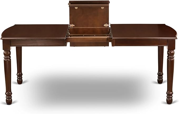 East West Furniture DODA7-MAH-22 7 Piece Dining Set Consists of a Rectangle Wooden Table with Butterfly Leaf and 6 Polyester Fabric Upholstered Chairs, 42x78 Inch, Mahogany