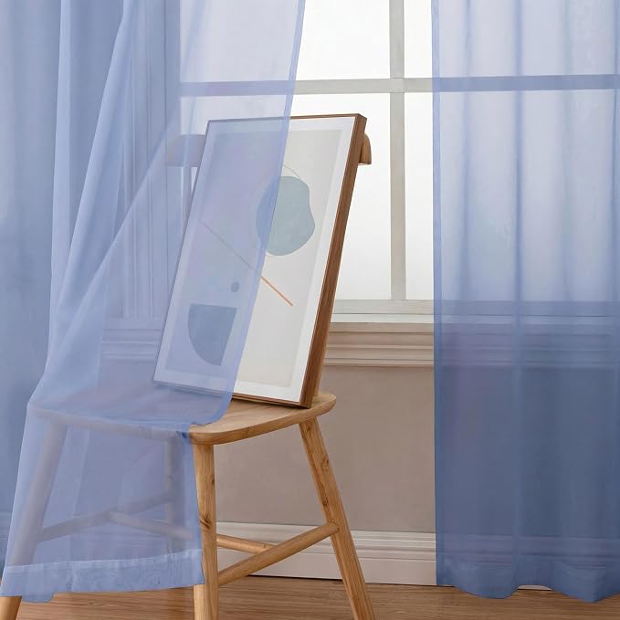Simplebrand Rod Pocket Top Solid Voile Sheer Curtains - Image 3