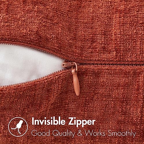 MIULEE Soft Chenille Fall Throw Pillow Covers Burnt Orange 20x20 Pack of 2 - Image 5