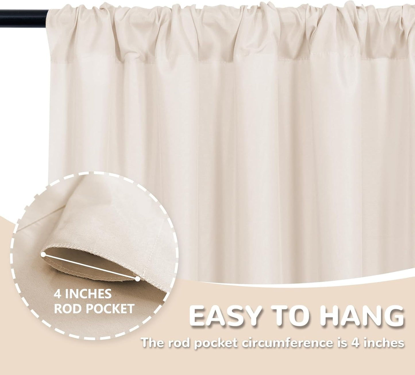 MEETSKY Beige Backdrop Curtains 10ft x 10ft for Wedding Birthday Baby Shower Photography Backdrop Fabric Curtains Drapes Home Window Decorations Rod Pocket Window Drapes,5ft x 10ft, 2 Panels