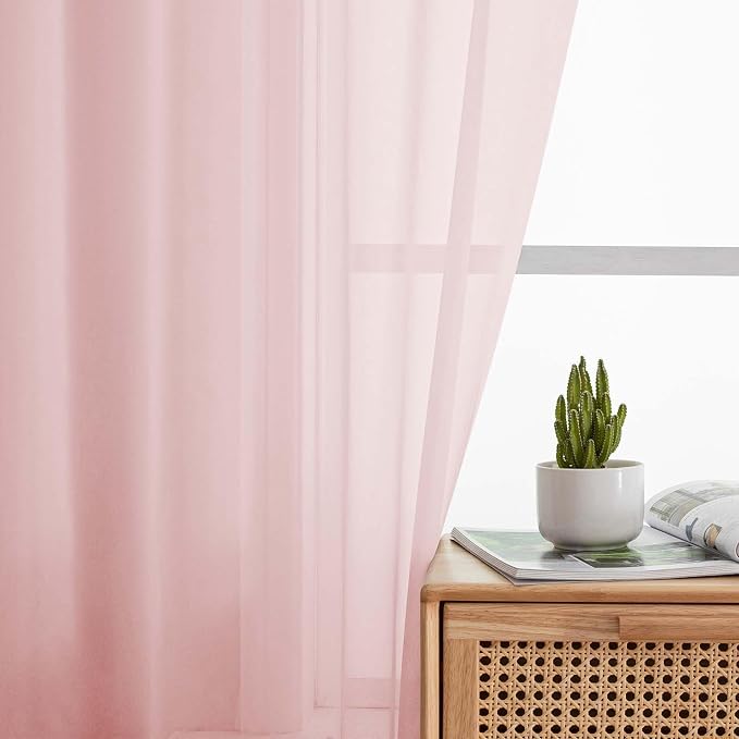 Extra Long Sheer Blush Curtains - Image 3