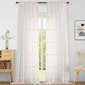 Extra Wide Ivory Sheer Curtains 120 Inches Long, Extra Long Light Filtering by Home