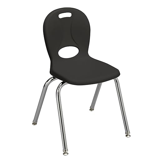 Learniture LNT-116-CSW-BK Learniture Structure Series Stackable School Chairs for Classroom, 16" Seat Height, Black, Pack of 4