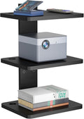 WALI Projector Mount Floating TV Shelf, Holds Up to 22lbs, Wooden Floating Shelf for Under TV for DVD Players, Cable Boxes, Routers, Game Consoles, PlayStation Accessories (CS303NB), 3 Shelves