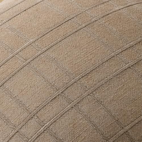 MIULEE Linen Plaid Pillow Covers Fall Decorative Euro 22x22 Light Brown - Image 2
