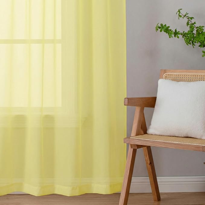 Lecloud Goose Yellow Sheer Curtains 84 Inches Long 2 Panels, Light Filtering - Image 8