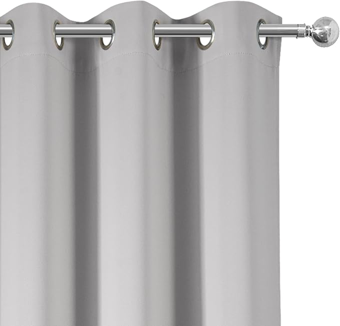 LEMOMO Blackout Curtains 66 x 54 Inch Long Light Grey Curtains Set of 2 Panels - Image 6
